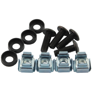 Zestaw montażowy RACK M6 (śruba + koszyczek + podkładka), 4szt, 20mm, czarny