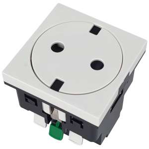 Gniazdo elektryczne 45x45, proste, białe, 230V (Schuko, zaślepka zapadkowa)