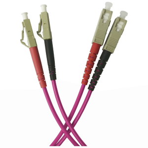 Patchcord światłowodowy wielomodowy, LC/PC-SC/PC duplex 2m, OM4 50/125