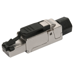 Wtyk STP kat.6a RJ-45, beznarzędziowy, prosty (Solarix SXRJ45-6-STP-BK-SA)