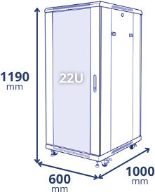 22U 600x1000x1190 - wymiary 22U 600x1000x1190 - wymiary