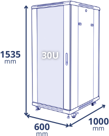 30U 600x1000x1535 - wymiary 30U 600x1000x1535 - wymiary