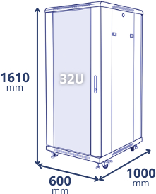 32U 600x1000x1610 - wymiary 32U 600x1000x1610 - wymiary