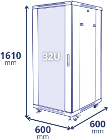 32U 600x600x1610 - wymiary 32U 600x600x1610 - wymiary