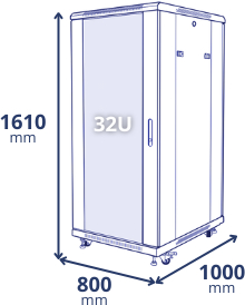 32U 800x1000x1610 - wymiary 32U 800x1000x1610 - wymiary