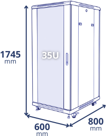 35U 600x800x1745 - wymiary 35U 600x800x1745 - wymiary