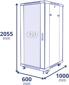 42U 600x1000x2055 - wymiary 42U 600x1000x2055 - wymiary