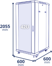 42U 600x600x2055 - wymiary 42U 600x600x2055 - wymiary