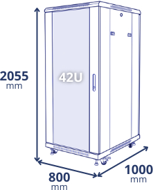42U 800x1000x2055 - wymiary 42U 800x1000x2055 - wymiary